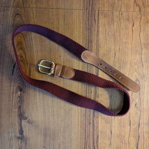 Burgundy and Tan Women's Fabric Belt